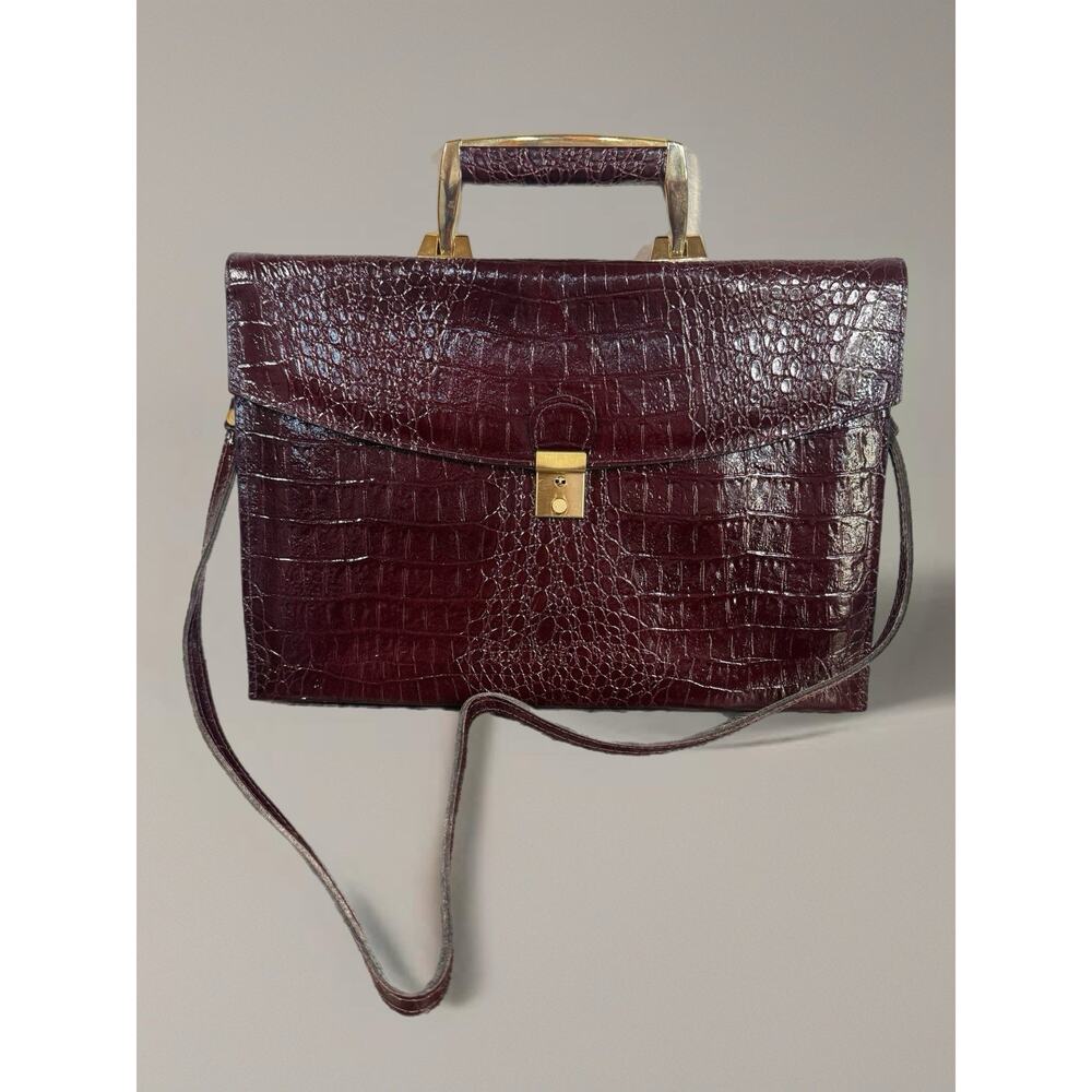 Vintage Sudhaus? Maroon Leather Briefcase Portfolio with Key EXCELLENT Purse